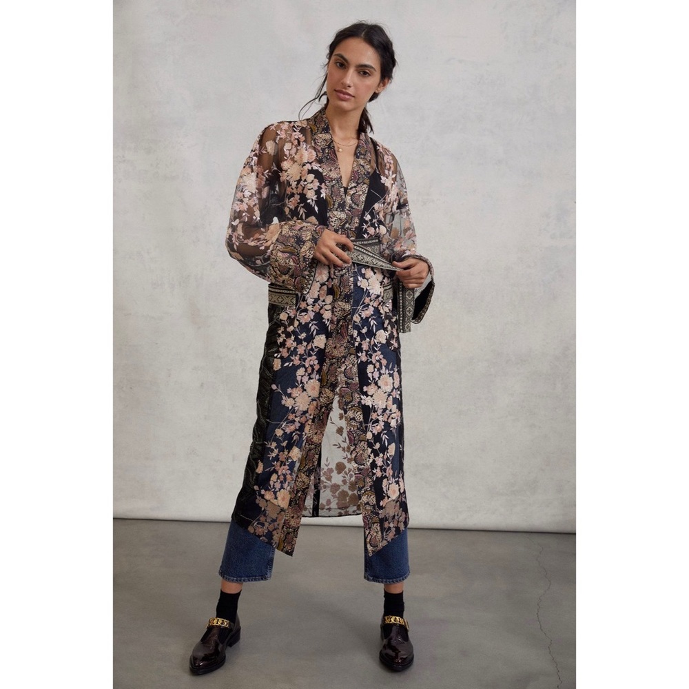 NWOT RARE Byron Lars for Anthropologie Floral Sheer embroidered Jacket/Duster